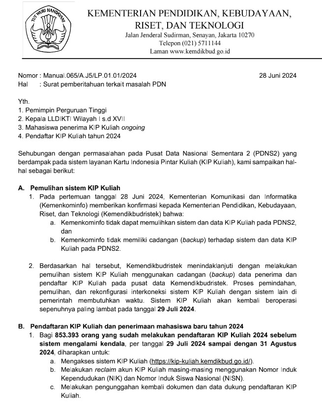 Yanuar Nugroho (@yanuarnugroho) on Twitter photo copy surat ini beredar luas di WAG. sembari bersimpati pd nasib adik2 ini, pemerintahan presiden <a href="/jokowi/">Joko Widodo</a> harus segera berbenah scr serius. kasus PDN ini bukti 'transformasi digital' hanya jargon kosong: pejabat tak kompeten, tak bertanggungjawab, tatakelola berantakan.
wake up! copy surat ini beredar luas di WAG. sembari bersimpati pd nasib adik2 ini, pemerintahan presiden <a href="/jokowi/">Joko Widodo</a> harus segera berbenah scr serius. kasus PDN ini bukti 'transformasi digital' hanya jargon kosong: pejabat tak kompeten, tak bertanggungjawab, tatakelola berantakan.
wake up!