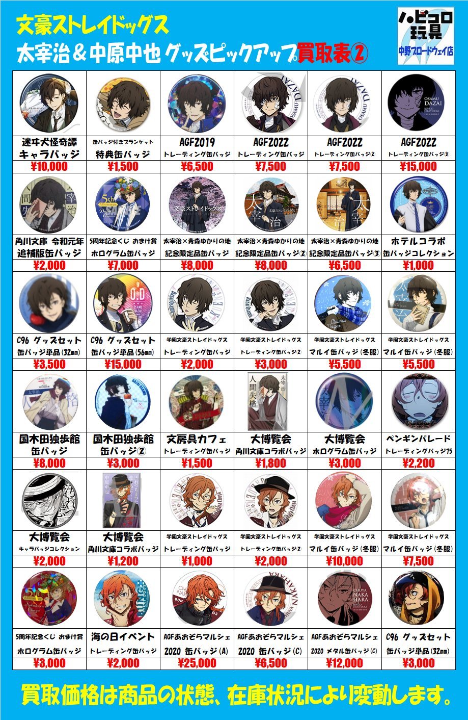 文豪ストレイドッグス ホログラム缶バッジ 中原中也 AGF2019限定