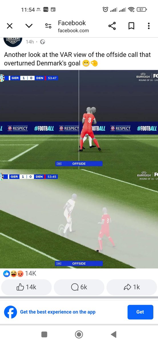 The new offside tech is good but it's being implemented too exactly. No one wants to see mm offside decisions like this. Why not just make the line 5cm thick to allow a small benefit of doubt to the attacking player? <a href="/UEFA/">UEFA</a> <a href="/FIFAcom/">FIFA</a> <a href="/FootballAssoc/">The FA</a> #offside #EURO2024 #VAR