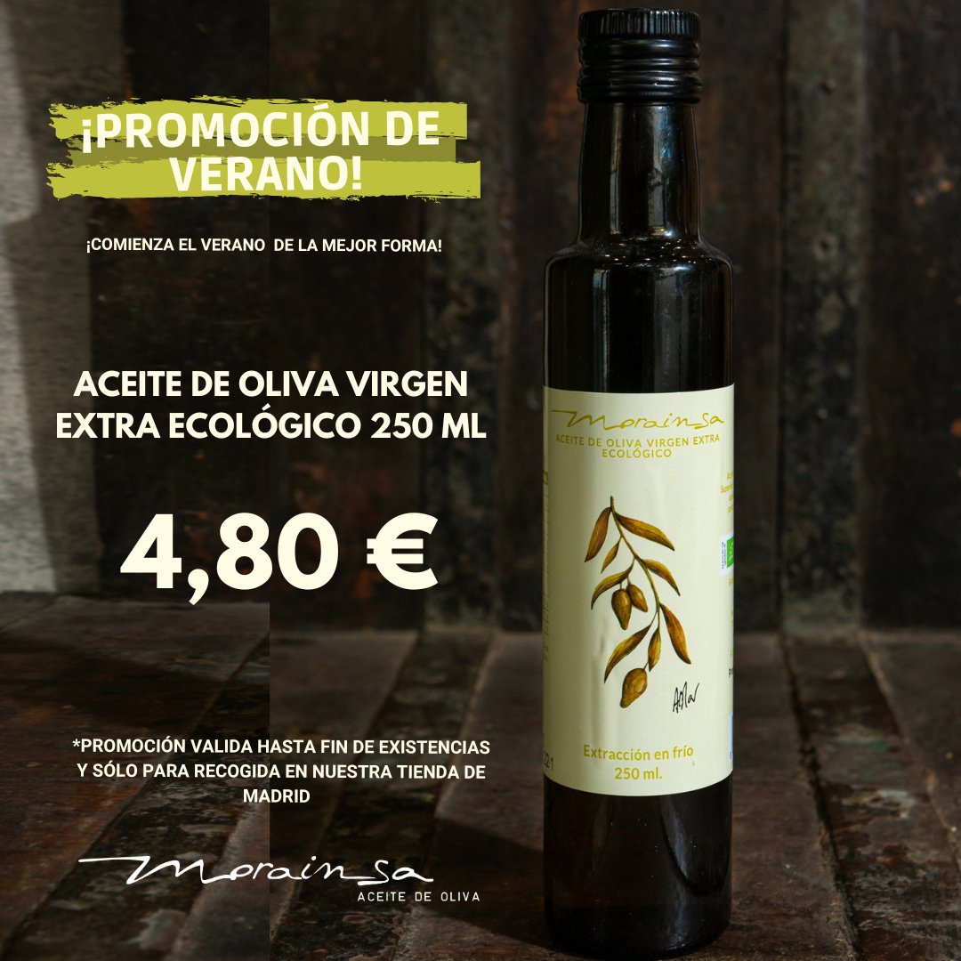 Descubre nuestra promoción de Aceite de Oliva Virgen Extra Ecológico de 250 ml y haz que tus comidas cobren un sabor único😍

Promoción válida hasta fin de existencias y sólo para recogida en nuestra tienda de Madrid.

¡Haznos una visita y comienza el verano de la mejor forma!😉