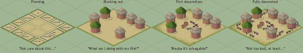 Struggled hard with impostor syndrome for a few weeks (but it's getting better now!) so progress was sloooow.

Always happens when doing house sprites, as they don't look right until fully finished...

#citybuilder #wip #indiedev #pixelart