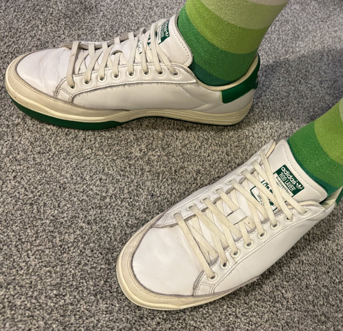 GraemeGerman's tweet image. Todays choice… Rod Lavers on foot #ShareYourStripes /// #SocksOutSunday