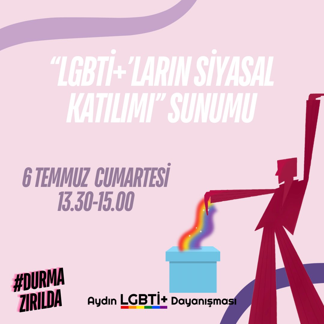 Lgbti+'ların Siyasi katılımını konuşuyoruz! 🌈 Neden önemli siyasi katılım? Bizi nasıl etkiliyor? Bunları konuşmak için bir araya geliyoruz💅🏻 sen de katılmak için biyografideki linki doldurmayı unutma 🫶 e tabi bi de #durmazırılda