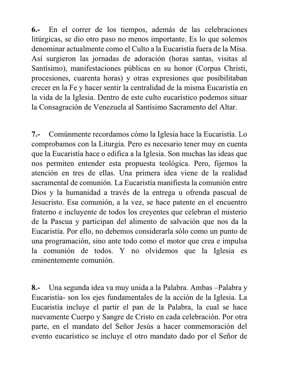 Diócesis de San Cristóbal invita a celebrar los 125 años de Consagración de Venezuela al Santísimo Sacramento