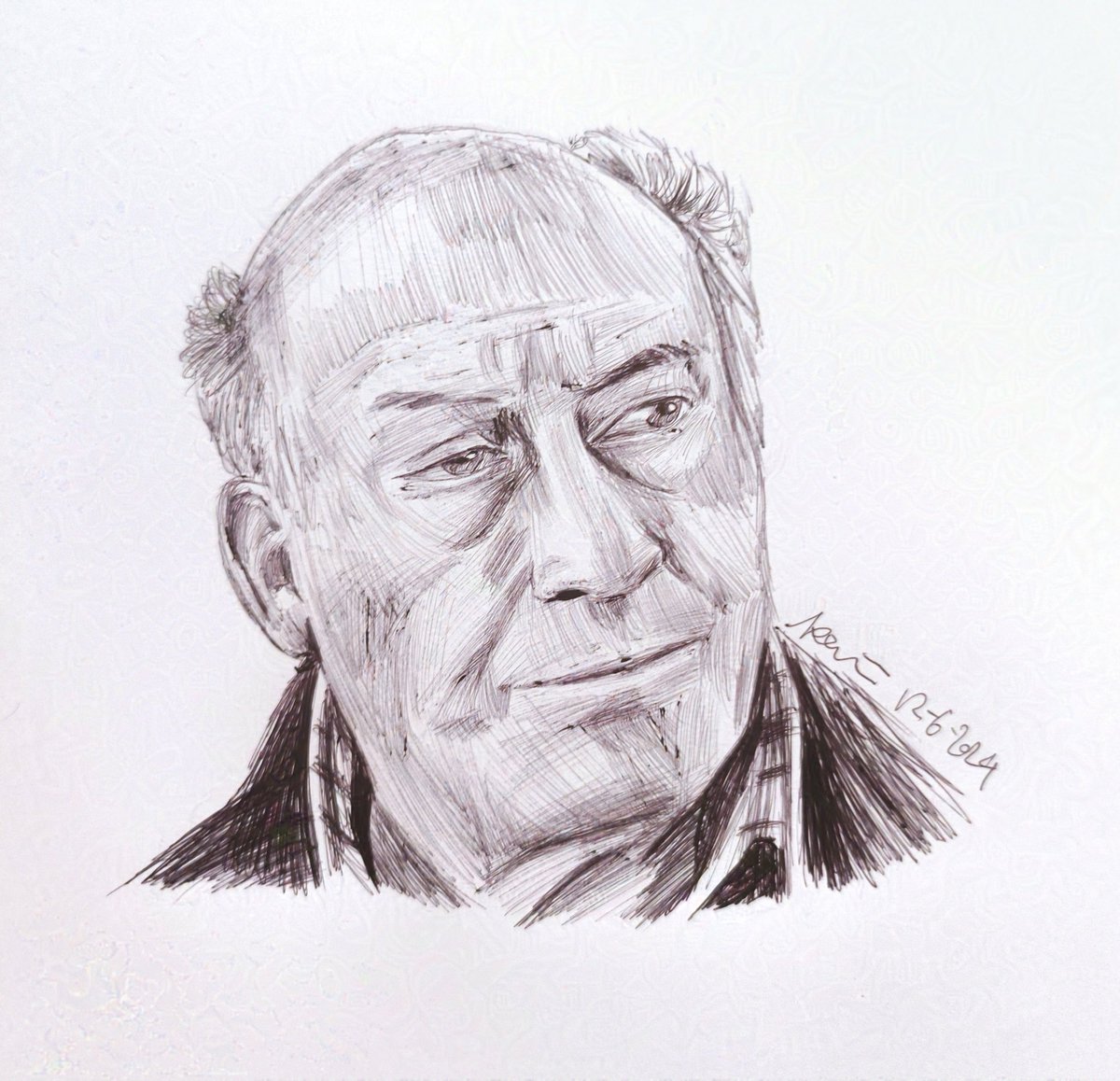 KerrinWinona's tweet image. Sketch of Thanasis Veggos with a pen (by kerrin winona) 
A friend of mine asked me to draw him, since he was a Greek actor and comedian, I decided to draw him
And as a tribute, I made a video timelapse
Here: youtu.be/EmUEf6lZ_gQ?si…