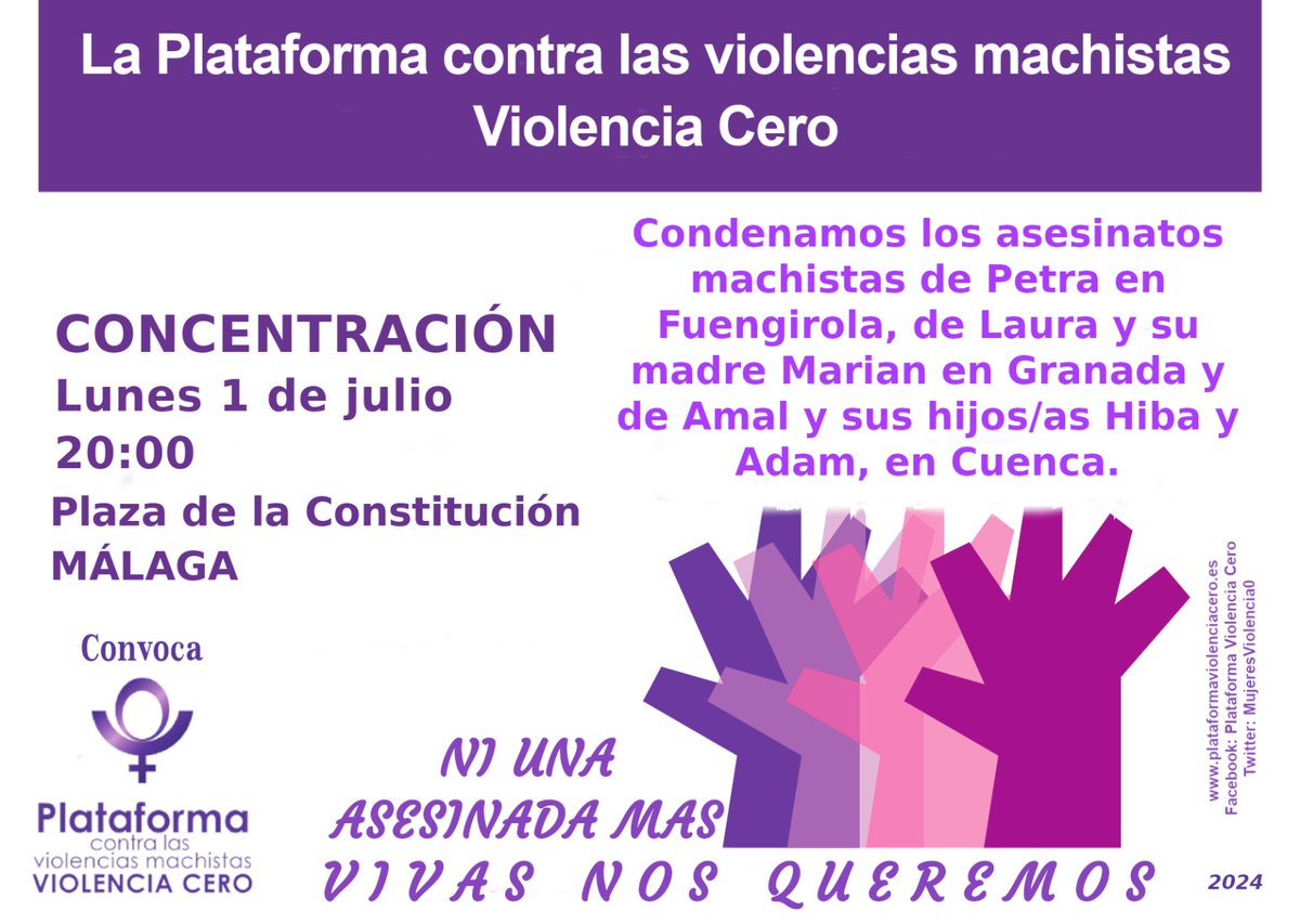 Mujeres APM (@mujeresapm) on Twitter photo Llamamos a participar en la concentración convocada el 1 de julio por Plataforma Violencia Cero <a href="/MViolencia0/">Plataforma contra violencias machistas ViolenCero</a> ante los últimos crímenes machistas. #EllasNoMuerenLasMatan Llamamos a participar en la concentración convocada el 1 de julio por Plataforma Violencia Cero <a href="/MViolencia0/">Plataforma contra violencias machistas ViolenCero</a> ante los últimos crímenes machistas. #EllasNoMuerenLasMatan