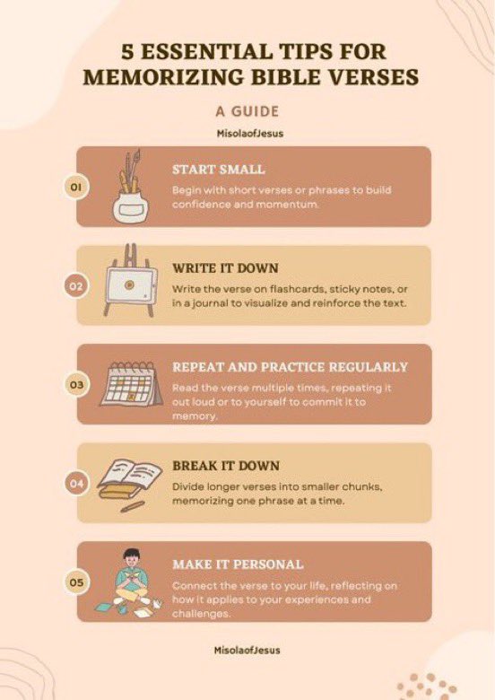 MisolaofJesus's tweet image. July Bible Study 2024 plan is here!!!💃

Let's take our Bible study to the next level this month! In addition to reading, let's commit to memorizing one verse ( Pick as the Spirit leads) from our weekly readings. 

Check out the 3rd frame for some helpful tips to get you started!