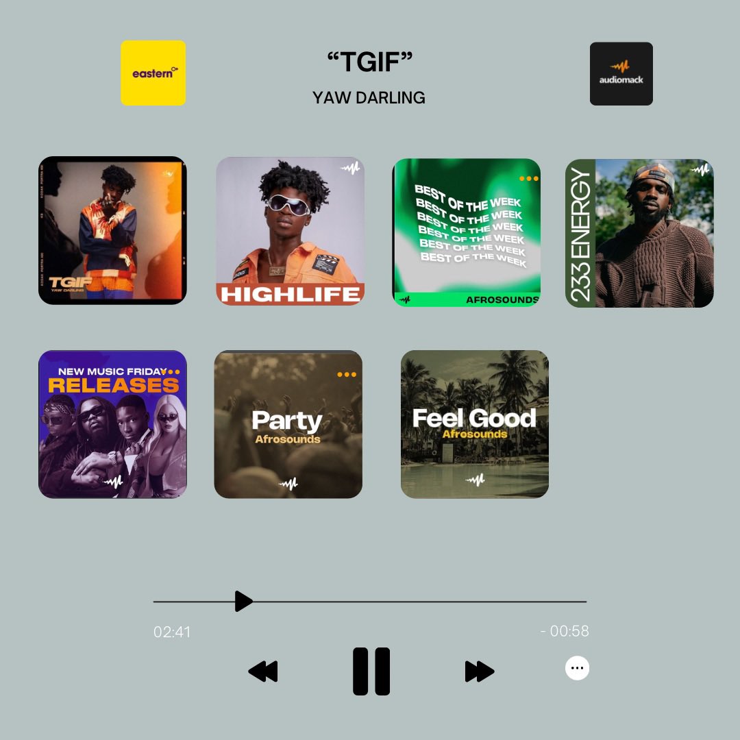 TGIF <a href="/yawdarlingmusic/">Yaw Darling</a> X <a href="/audiomack/">Audiomack</a> <a href="/audiomackafrica/">Audiomack Africa</a>  

Go check it out easternchild.fanlink.tv/TGIF