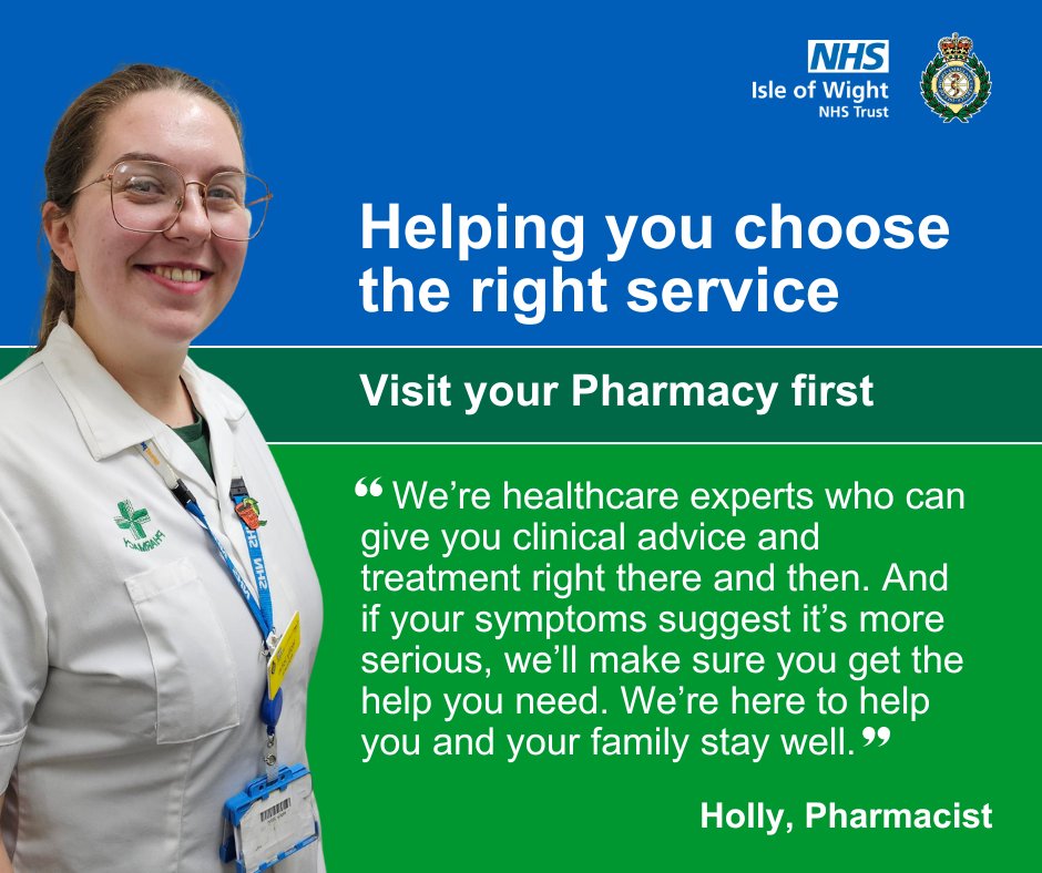 Think #Pharmacy first! Your local pharmacy can advice you on minor ailments. 🧬🦠

Find your nearest pharmacy here: iownhs.co.uk/3ueVGBO