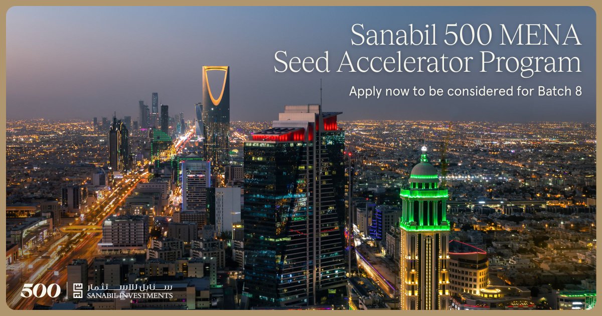 Apply to join Batch 8 of the #Sanabil500 MENA Seed Accelerator Program in September! Work directly with mentors and receive direct feedback from our partners, <a href="/AmalDokhan/">AMAL DOKHAN🇸🇦</a> &amp; Abdulrahman Aljiffry. We're here to help elevate your company to the next level 👉 500.co/accelerators/s…
