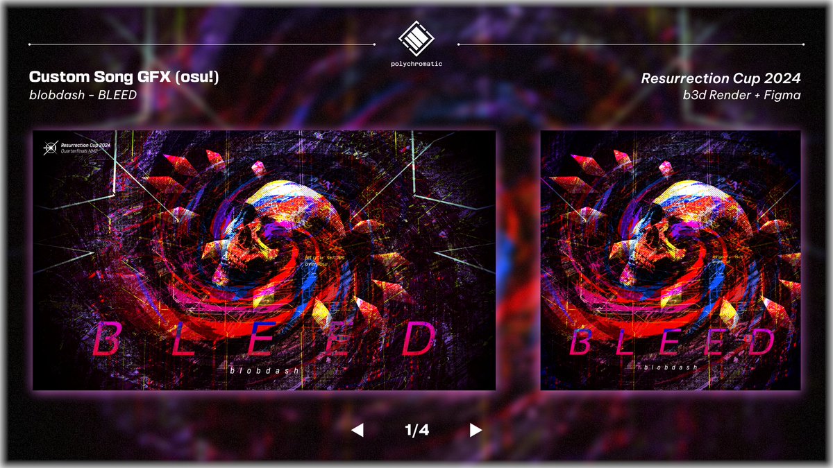 polychromatic (@polyeverything) on Twitter photo finally my turn woo
made a background/song jacket for BLEED, custom song made by blobdash (<a href="/FruityEnLoops/">blobdash / Luminescent Traveler</a>) for Resurrection Cup 2024 (Quarterfinals NM2 pick)!!
pls listen to song a lot it is banger i promise🥰 finally my turn woo
made a background/song jacket for BLEED, custom song made by blobdash (<a href="/FruityEnLoops/">blobdash / Luminescent Traveler</a>) for Resurrection Cup 2024 (Quarterfinals NM2 pick)!!
pls listen to song a lot it is banger i promise🥰