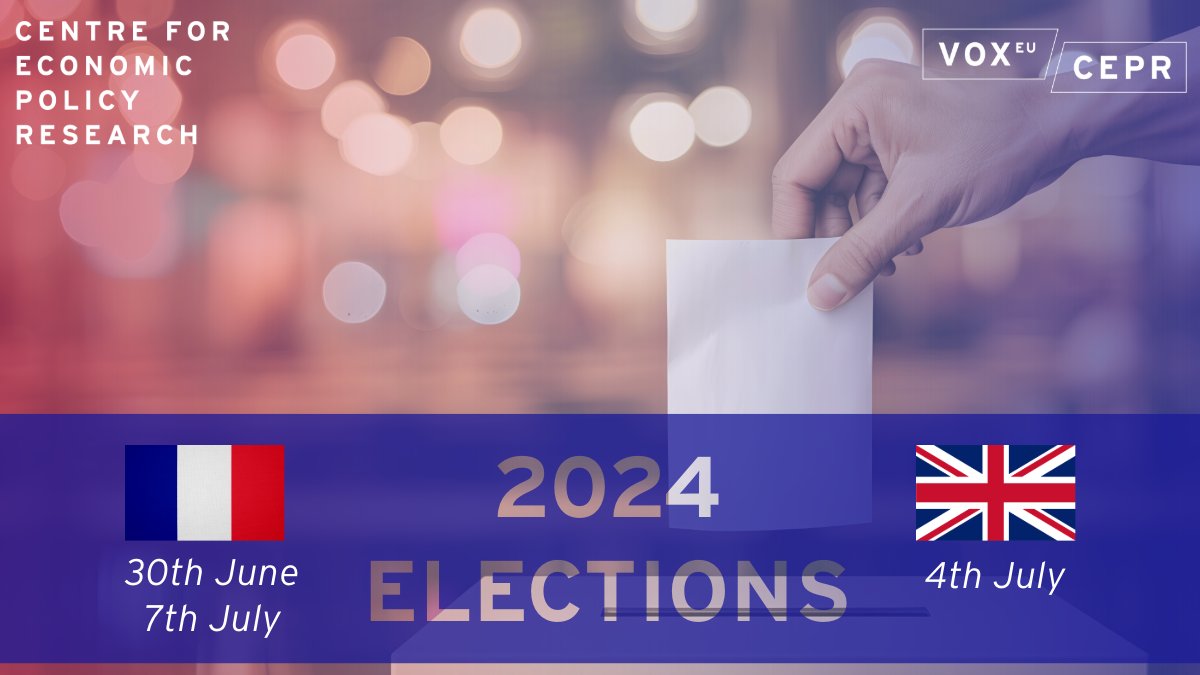 CEPR (@cepr_org) on Twitter photo CEPR highlights research on voting prior to the #elections in #France and the #UK this week.
Incumbents have the upper hand in elections – coordination failures give them a further advantage
<a href="/vingalasso/">vincenzo galasso</a> <a href="/clpennec/">Caroline Le Pennec-Çaldichoury</a> <a href="/VinPons/">Vincent Pons</a> <a href="/VestalMcIntyre/">Vestal</a>
ow.ly/cuAg50SrvuB CEPR highlights research on voting prior to the #elections in #France and the #UK this week.
Incumbents have the upper hand in elections – coordination failures give them a further advantage
<a href="/vingalasso/">vincenzo galasso</a> <a href="/clpennec/">Caroline Le Pennec-Çaldichoury</a> <a href="/VinPons/">Vincent Pons</a> <a href="/VestalMcIntyre/">Vestal</a>
ow.ly/cuAg50SrvuB