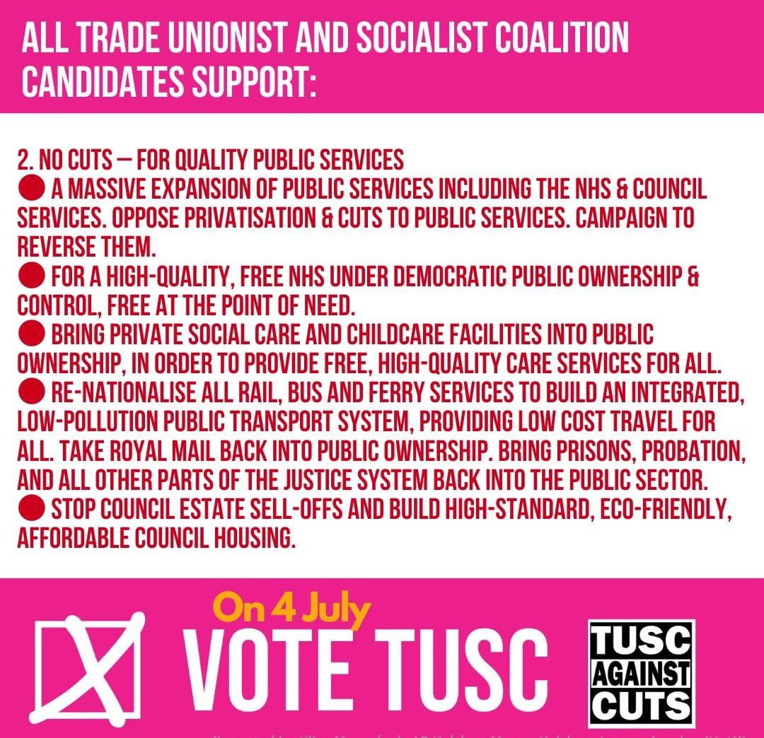 <a href="/Peter_Henley/">Peter Henley</a> <a href="/RanigaVinay/">Dr. Vinay Raniga</a> <a href="/JessBrownFuller/">Jess Brown-Fuller MP</a> Trade Unionist &amp; Socialist Coalition candidates in Southampton campaigned to stop Labour closing council care homes. We say renationalise NHS, kick profiteers out of social care &amp; pay carers £15/hour minimum wage. Make the 1% pay #VoteSocialist <a href="/TUSCoalition/">TUSC</a> <a href="/NadiaDitta/">Nadia Ditta</a>