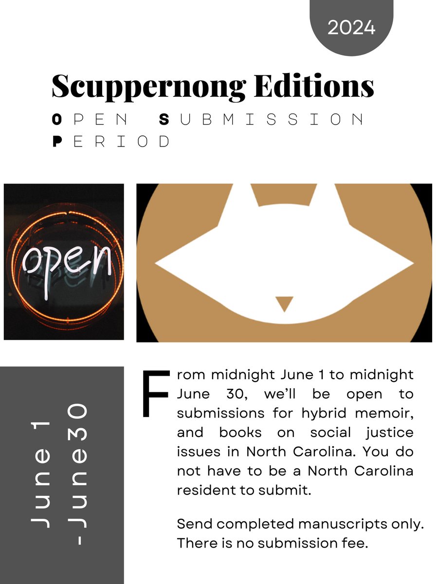 The Scuppernong Editions Open Submission period ends tonight at 6pm. You have less than 16 hours. Get to work. scuppernongeditions.com/open-submissio…
