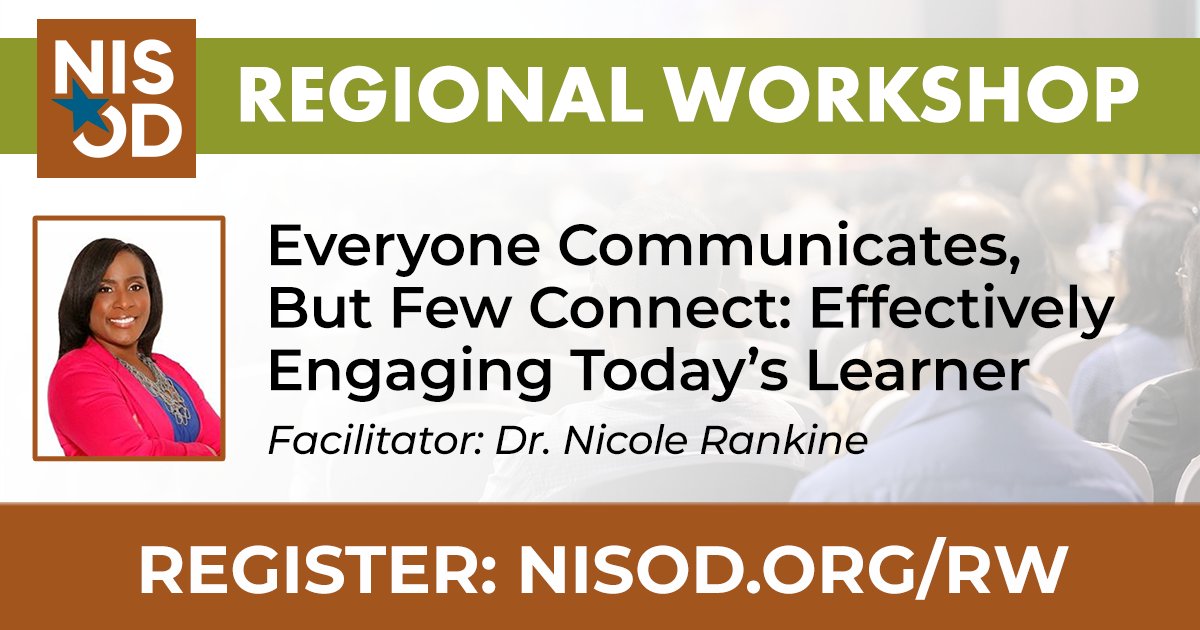 #NISOD's Regional Workshops are designed specifically for community and technical college educators. Join us for Everyone Communicates, But Few Connect: Effectively Engaging Today’s Learner. Dates, locations, registration, and more workshops here: nisod.org/rw
