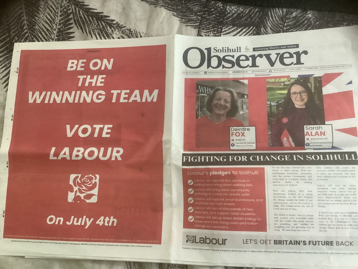 The <a href="/solihullobserve/">Solihull Observer</a> is a good read this week, get your copy at usual outlets (Sainsbury’s and Morrisons supermarkets in Solihull town centre) whilst stocks last.