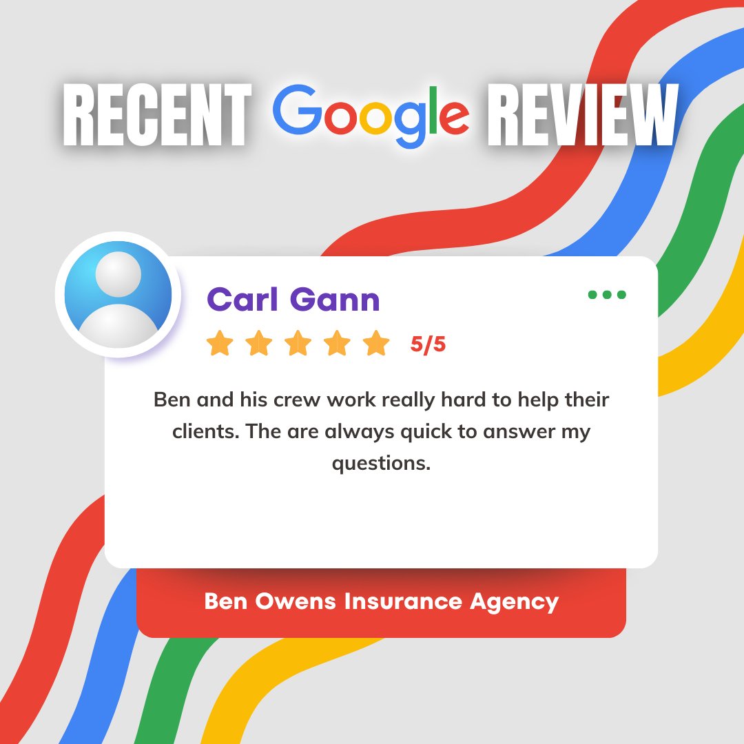 myagentisben's tweet image. A 5-star review from you means the world to us! ⭐ We're thrilled to know that our efforts in providing comprehensive coverage and exceptional customer service have made a difference. #CustomerDelight #ReliableInsurance
