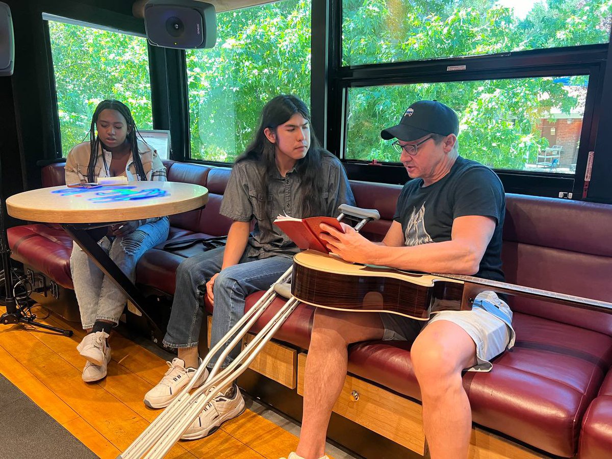 DAY ONE…. <a href="/lennonbus/">John Lennon Bus</a> with @bbbsnnev  I got the chance to sit in with these amazing young artists as they write, compose , and record a song today.  #reno #tahoe #nevada  powered by @battlebornbatteries