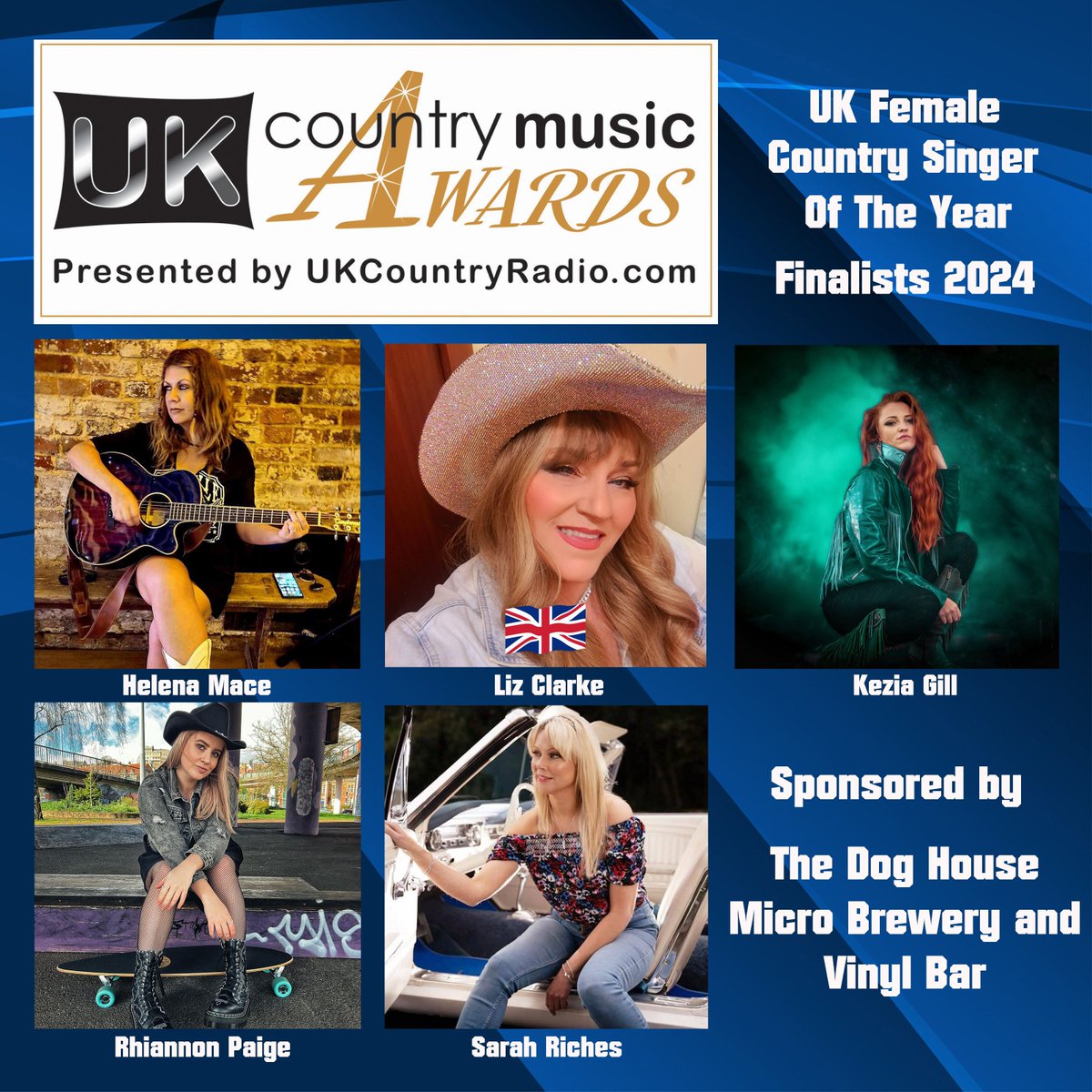 Congratulations to the finalists for UK Female Country Singer of the Year:

<a href="/HelenaMace/">Helena Mace</a>
@keziagillmusic
@LizClarke62
Rhiannon Paige 
<a href="/sarahrichessong/">Sarah Riches Music</a> 

Thank you to The Doghouse Micropub and Vinyl Bar for sponsoring this award