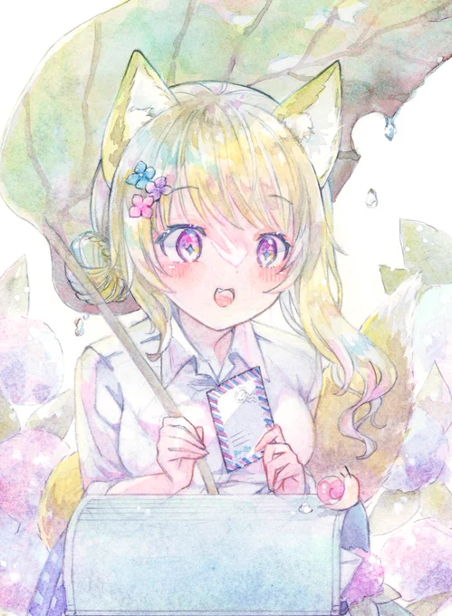 雨の日のお客さん#手紙をきみに #透明水彩 