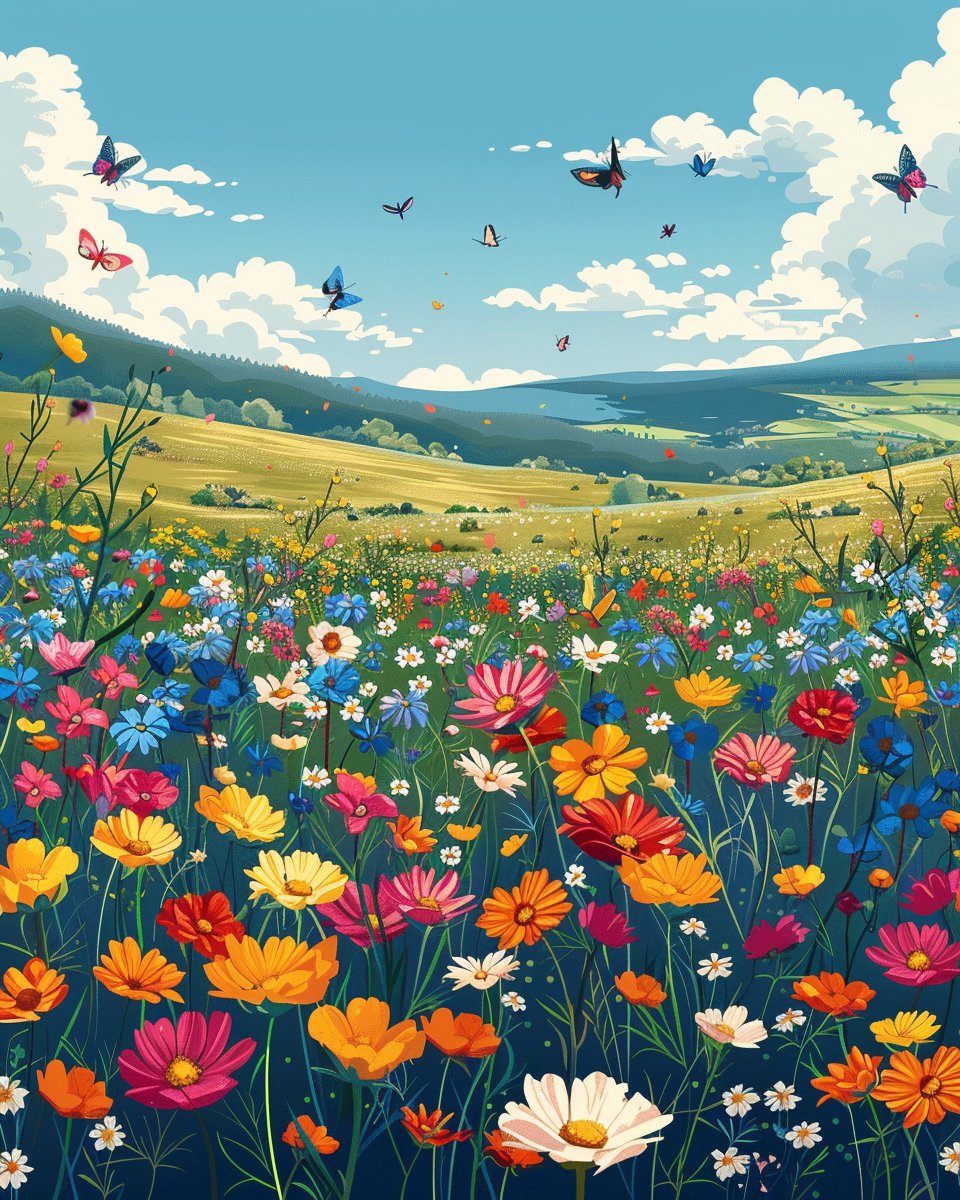 FeuDragoEinhorn's tweet photo. farbenfrohe Blumenwiese #midjourneyV6 #aiartgeneratedart #generativeart #generativeartwork #artificialintelligenceai #aiartgenerator #aiartwork #aiartworks #artificialintelligence #midjourney #midjourneyart #midjourneycommunity https://t.co/hw0x2Q43GS