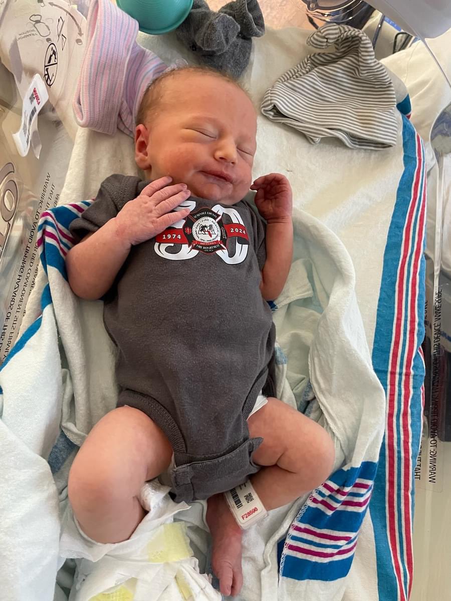 Congratulations to Firefighter/Paramedic Aaron Brown &amp; Emily Brown on the arrival of their son, Martin!

Martin is sporting his 50th anniversary SCFD onesie. 
Welcome to the #FireFamily 👶👨‍🚒