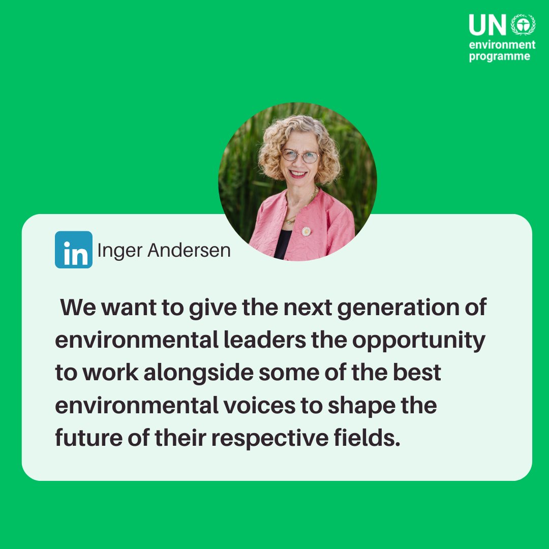 “We can all see the impacts of the triple planetary crisis around us. We need new, young talented professionals to help us fight back. Is that you?”

Special invitation from @‌Andersen_Inger for applicants to apply to a new talent programme: linkedin.com/pulse/unep-loo…