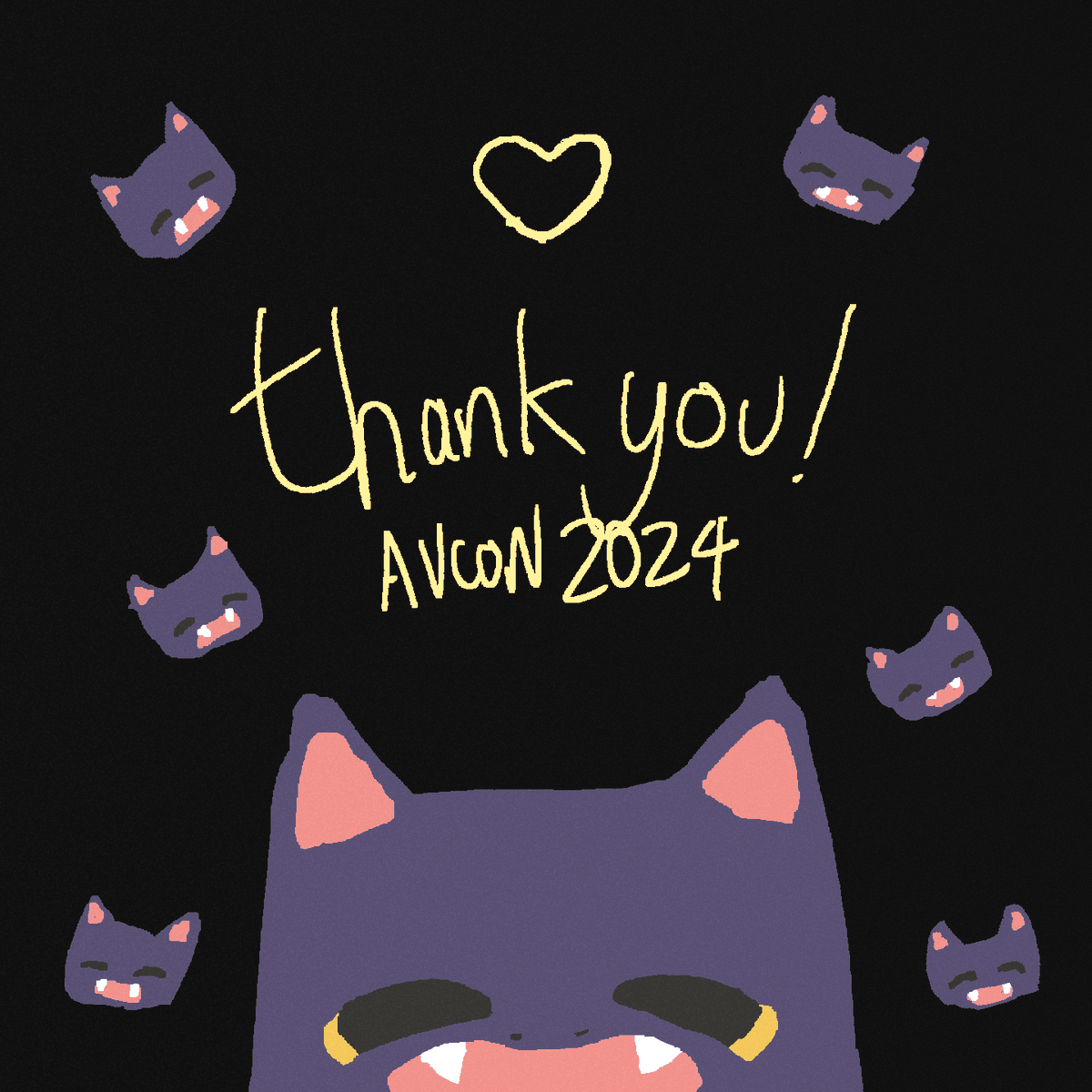 Thank you to everyone who said hi, played my game, or bought merch at avcon. nice to see some familiar and new faces. hope you get good sleep. quick drawing before bed 😪🐈‍⬛🐈‍⬛