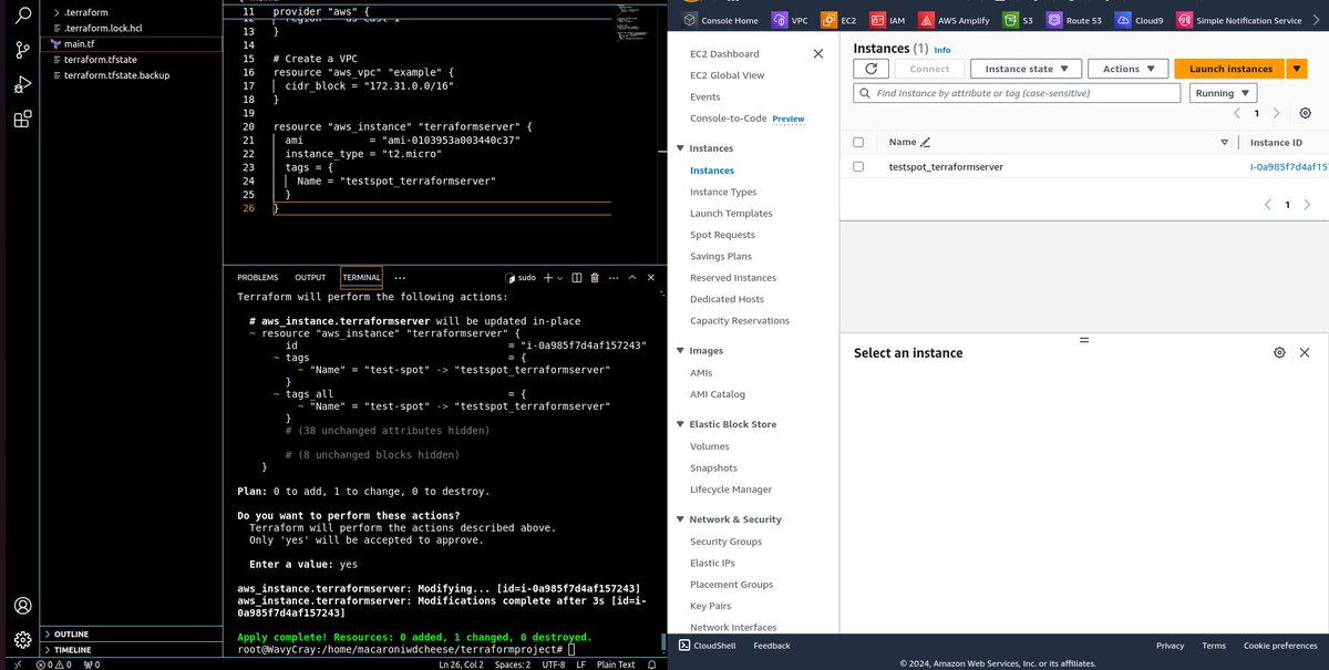 JoopvdClips's tweet image. Doing some changes via #Visualcode on this #aws #Terraform server i created!