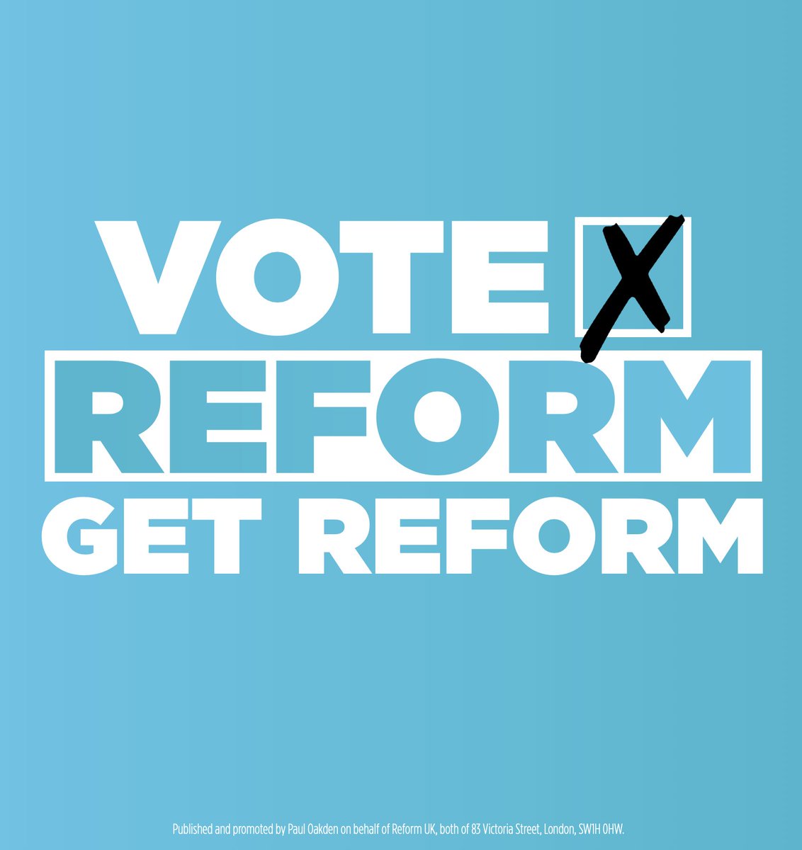 It's now clear beyond all reasonable doubt that if you VOTE REFORM, you GET REFORM. 

Vote Reform UK in Bexleyheath &amp; Crayford 
on July 4th ➡️🗳️
