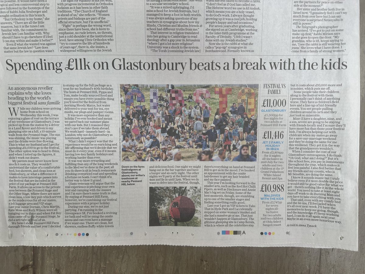 So much outstanding content in this piece, it's like the Telegraph appointed Marie Antoinette as their Glastonbury correspondent