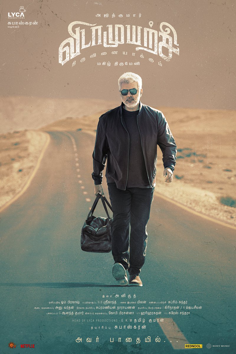 Lyca Productions (@lycaproductions) on Twitter photo Presenting the much-awaited first look of #VidaaMuyarchi 🤩 Brace yourselves for a gripping tale where perseverance meets grit. 🔥🎬
#AjithKumar #MagizhThirumeni <a href="/LycaProductions/">Lyca Productions</a> #Subaskaran <a href="/gkmtamilkumaran/">GKM Tamil Kumaran</a> <a href="/trishtrashers/">Trish</a> <a href="/akarjunofficial/">Arjun</a> <a href="/anirudhofficial/">Anirudh Ravichander</a> <a href="/Aravoffl/">Aarav Kizar</a> Presenting the much-awaited first look of #VidaaMuyarchi 🤩 Brace yourselves for a gripping tale where perseverance meets grit. 🔥🎬
#AjithKumar #MagizhThirumeni <a href="/LycaProductions/">Lyca Productions</a> #Subaskaran <a href="/gkmtamilkumaran/">GKM Tamil Kumaran</a> <a href="/trishtrashers/">Trish</a> <a href="/akarjunofficial/">Arjun</a> <a href="/anirudhofficial/">Anirudh Ravichander</a> <a href="/Aravoffl/">Aarav Kizar</a>
