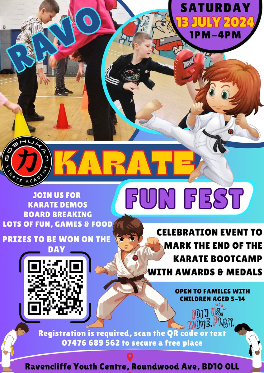 Sophie_Hussain's tweet photo. π’ Join us for some karate fun and games on 13th July for our #KarateFunFest in partnership with @JoinUsMovePlay
Action packed with demos, activities and games for all!
Open to families from BD10 with children aged 5-14.
Share and spread the word
π₯π₯π₯π₯π₯ https://t.co/U0WnWfzbQb