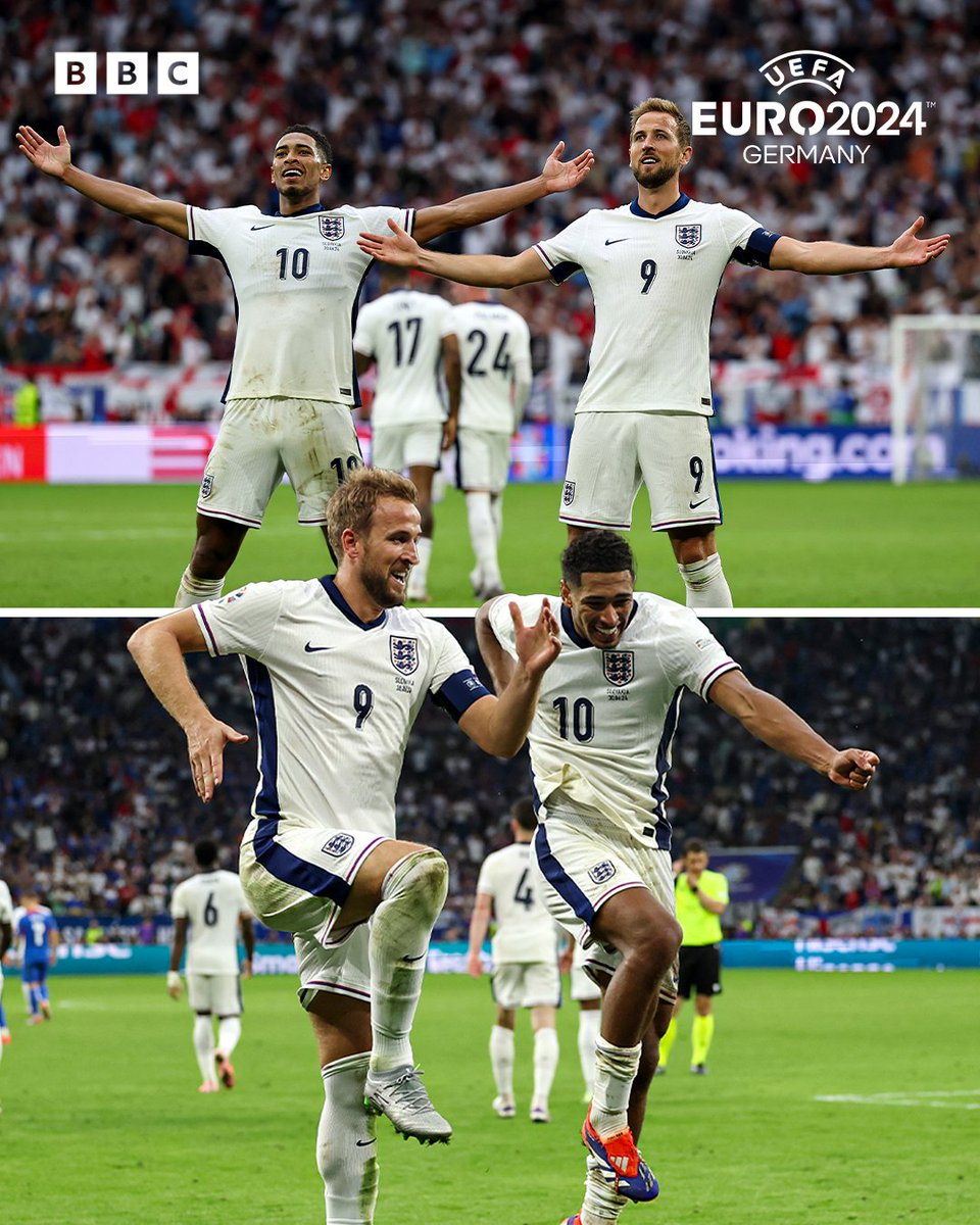 5liveSport's tweet photo. England's saviours.

Jude Bellingham and Harry Kane celebrate together with their trademark celebrations 👏

📲 https://t.co/NI1sjtGRxI

#BBCFootball #ENGSVK #EURO2024 https://t.co/Xl2snRonRr
