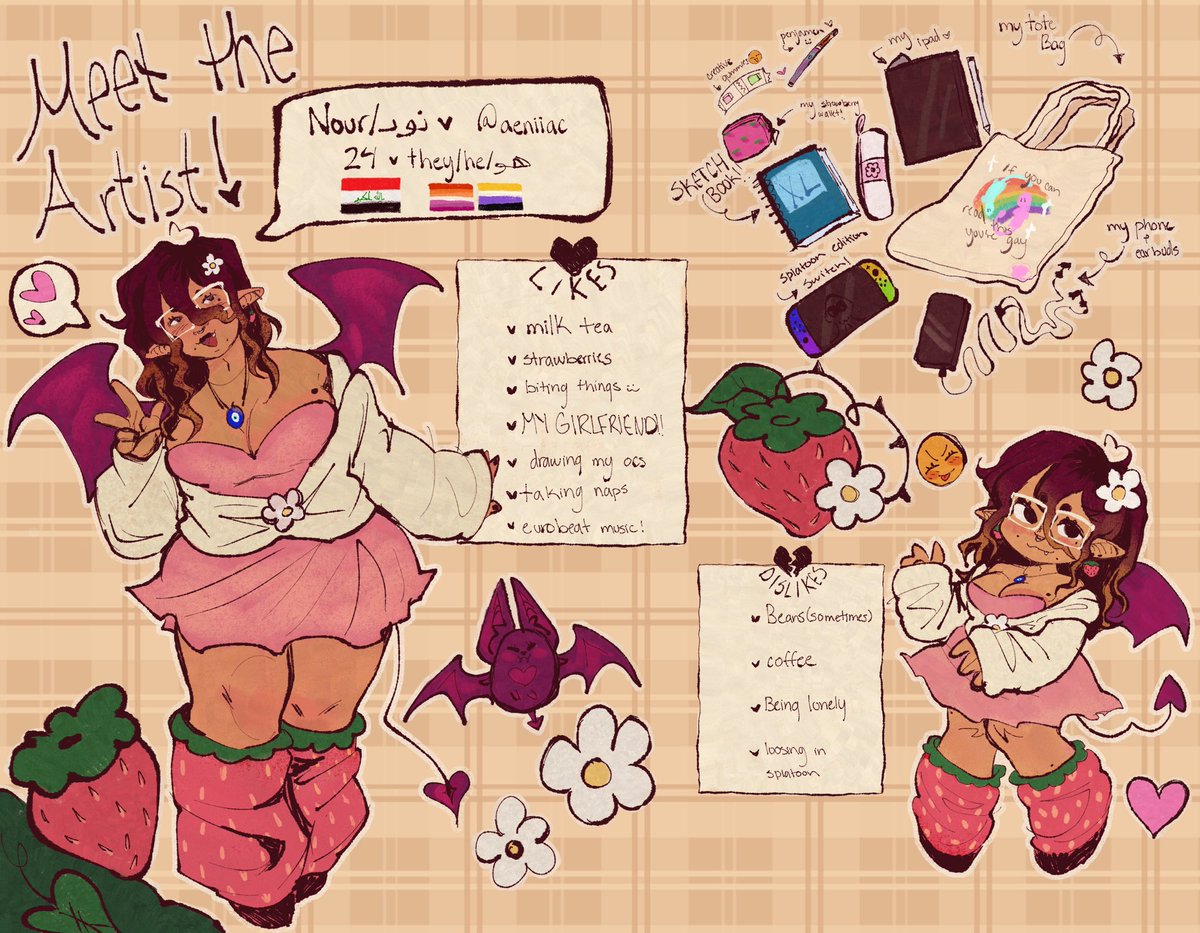 aeniiac's tweet image. 🍓 🦇 meet the artist; nour edition 💞