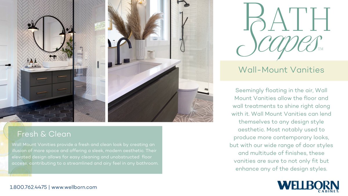 WellbornCabinet's tweet image. Wall-mounted vanities are an excellent choice for bathrooms, enhancing both design and functionality. #wellborncabinet #functionality #design #cabinets