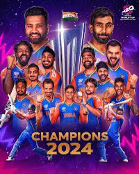 TEAM INDIA T20 WORLD CHAMPIONS 2024
What a match and what a come back. Finally, 13 years drought is over. Once again we are World Champion. Lucky enough to watch live all 4 times when India became World Champions in Cricket.
Congratulations TEAM INDIA &amp; INDIAN NATION 🇮🇳 
Jai Hind