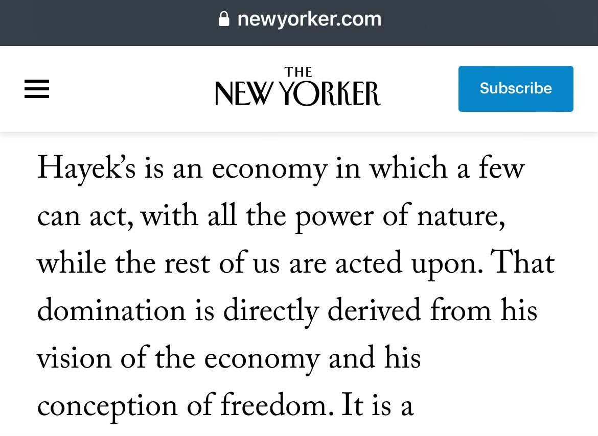 This is unrecognizable. There’s nothing in Hayek’s writings to support this. The author’s attempts to point to this are tortured.