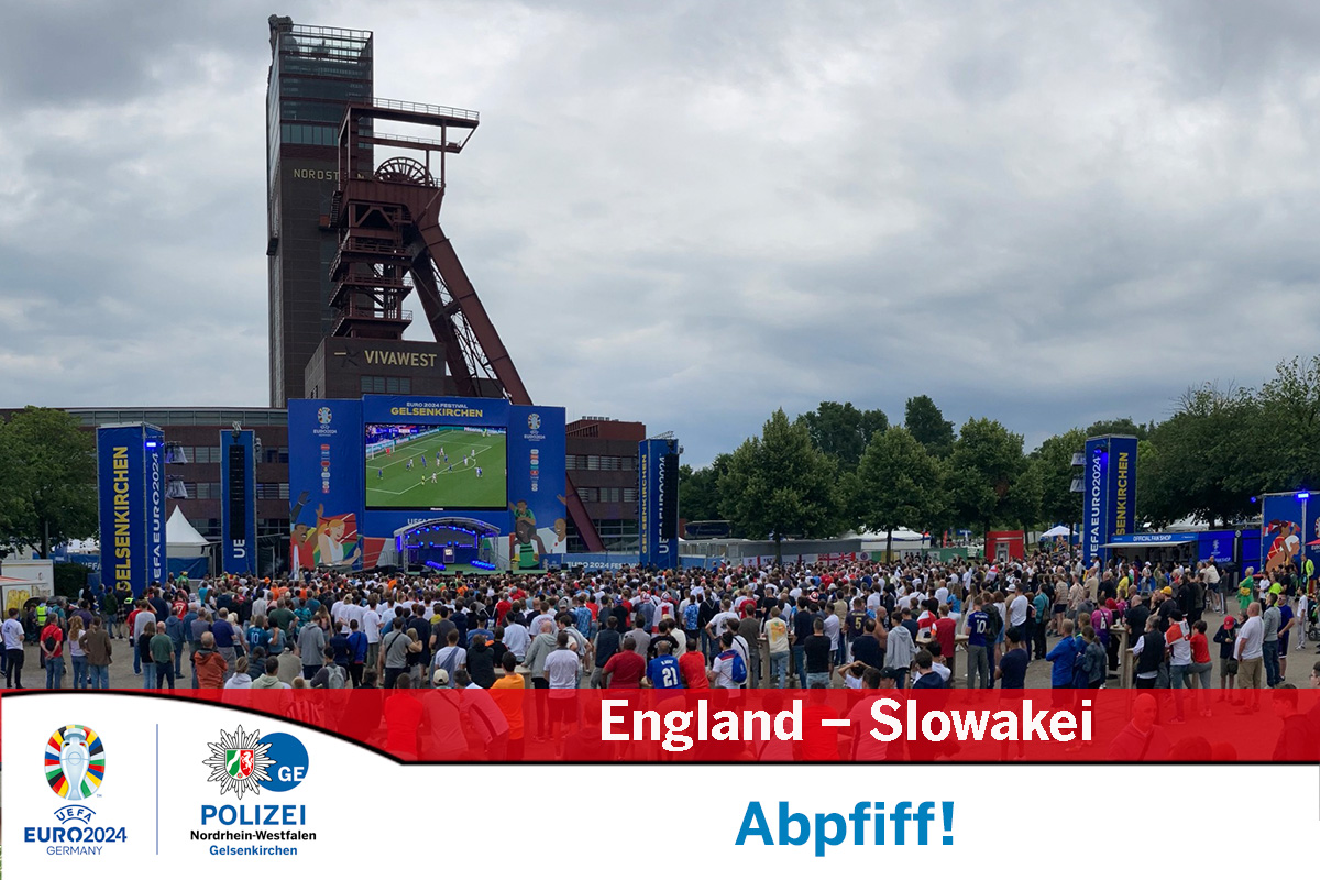 ⚽ Und Spielende! #Slowakei gewinnt mit 2 : 1 gegen #England! Vielen Dank an alle Fans. Kommen Sie gut nach Hause! 👏 👏 👏 #ENGSVK #EURO2024 #UEFAEURO2024 #Polizei#Gelsenkirchen #Achtelfinale