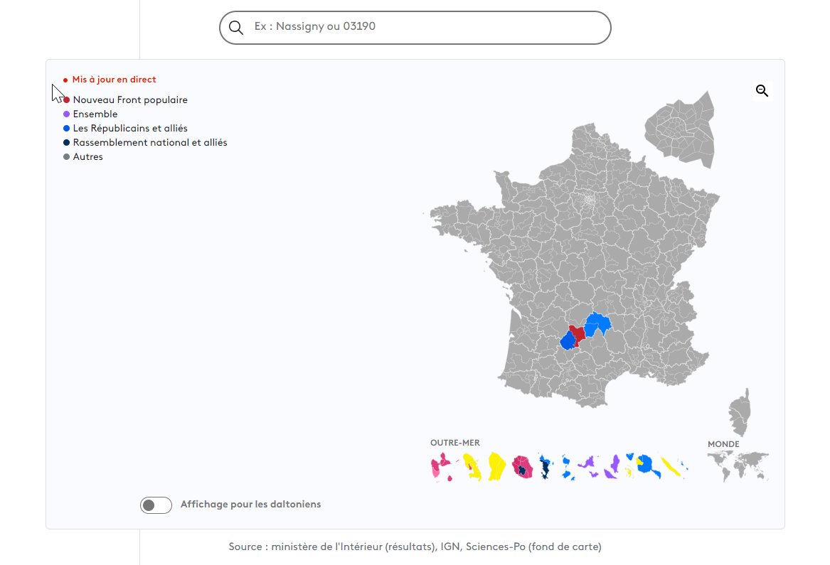 🚨🗳️Et vous pouvez d'ores et déjà regarder notre carte des résultats aux #ElectionsLegislatives2024 se remplir, et ce tout au long de la soirée 

francetvinfo.fr/elections/legi…