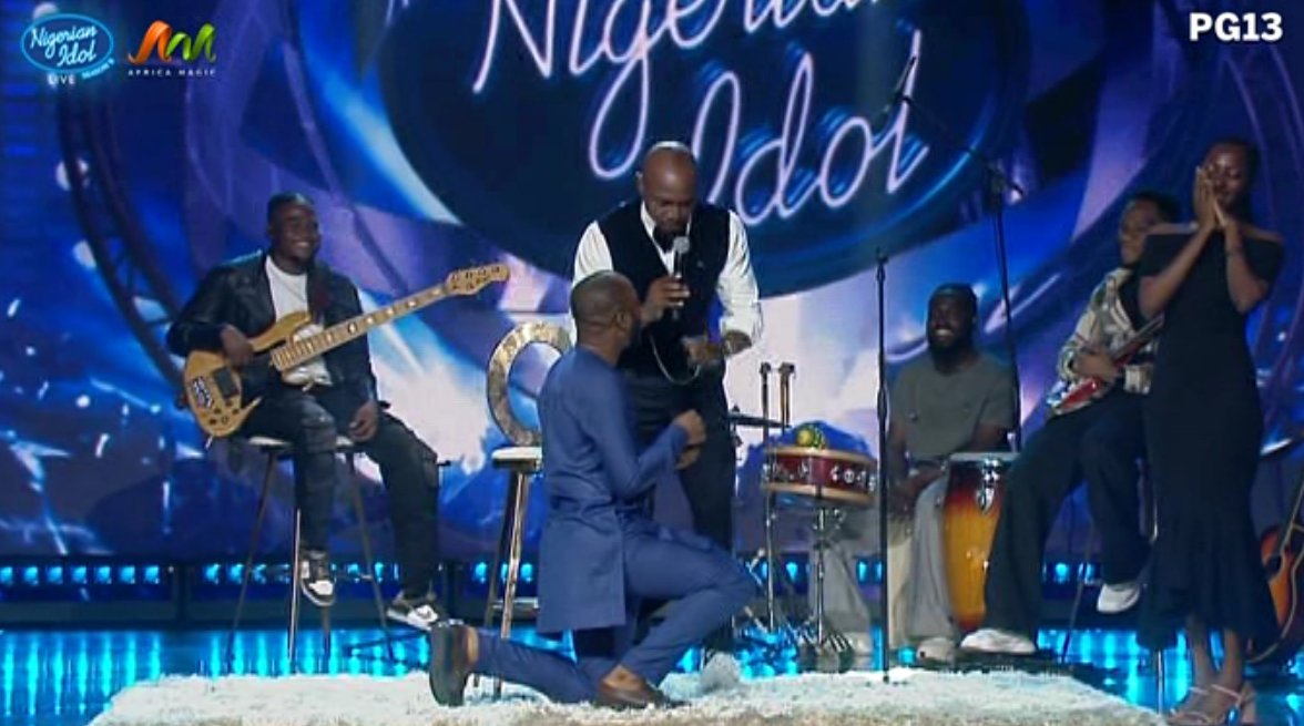 Nigerianidol's tweet photo. She said yes! 🥹

Congratulations to Rose and Jayford, who just got engaged on #NigerianIdol 💙😍 | @getbigi  

Gist: https://t.co/E2wLohqhgO. https://t.co/QZ0bJFaDYD