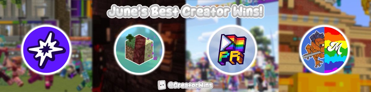 The Nominations for June's Best Creator Wins! 📝

~ Pride on the Block! 🌈
- Kaboodle SMP Launch! 📽️
~ Pride Rush! 🏳️‍🌈
- MCMayhem x Minecraft Mania! 🐸

Each Nomination has it's own thread of information! 🧵
Vote a WINNER by replying below this tweet! 📩