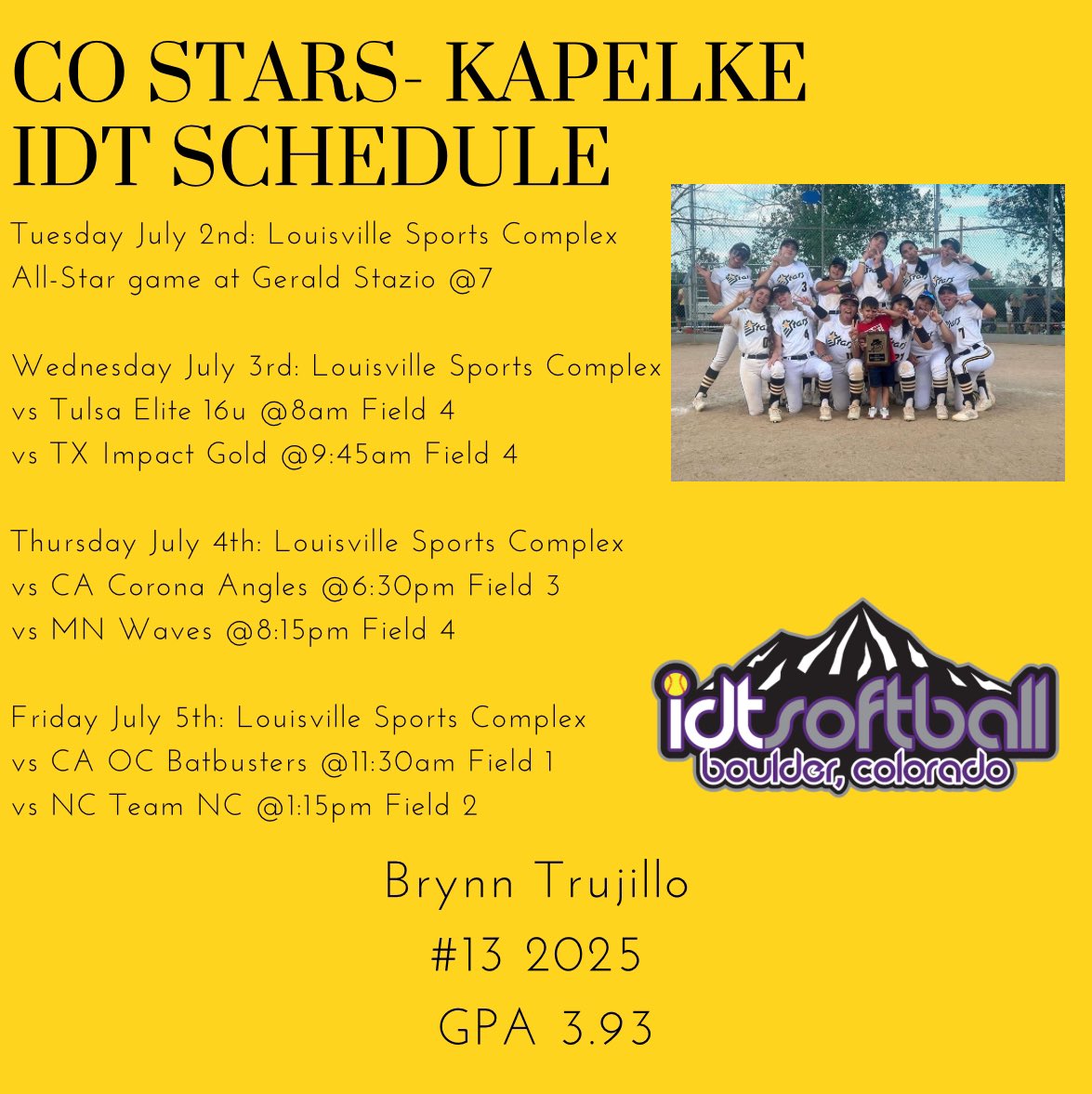Brynn Trujillo (@brynntrujillo13) on Twitter photo I'm so excited to play in the IDT this upcoming week! I will also be playing in the IDT All-star game with <a href="/NeilaLucero2025/">Neila Lucero</a> on Tuesday at 7pm! I'm so excited to play in the IDT this upcoming week! I will also be playing in the IDT All-star game with <a href="/NeilaLucero2025/">Neila Lucero</a> on Tuesday at 7pm!