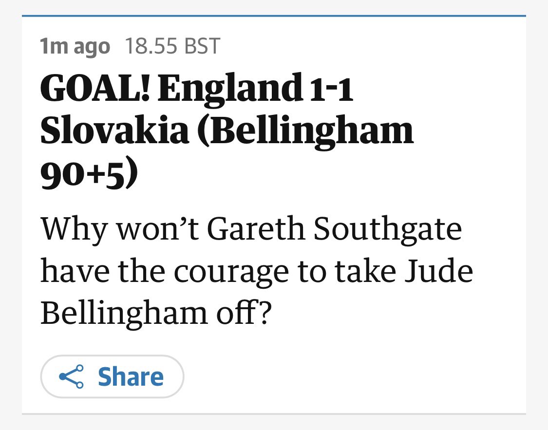 dredhill's tweet photo. When your #football commentator and the guy posting the feed aren’t communicating. From The Guardian online  #England #Slovakia @EnglandFootball #EnglandvsSlovakia @BellinghamJude @guardian https://t.co/x7DYCqNykm