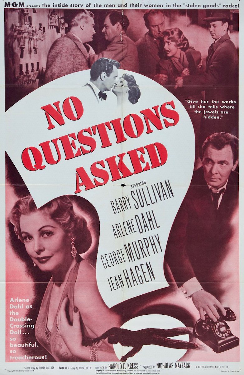 NoirAlleyAtNoon's tweet image. Start NoirAlley with EddieMuller intro for NO QUESTIONS ASKED (1951).
Film starts 5 minutes and 30 seconds later.
#DarknessAtNoon #NoQuestionsAsked #NoirAlley