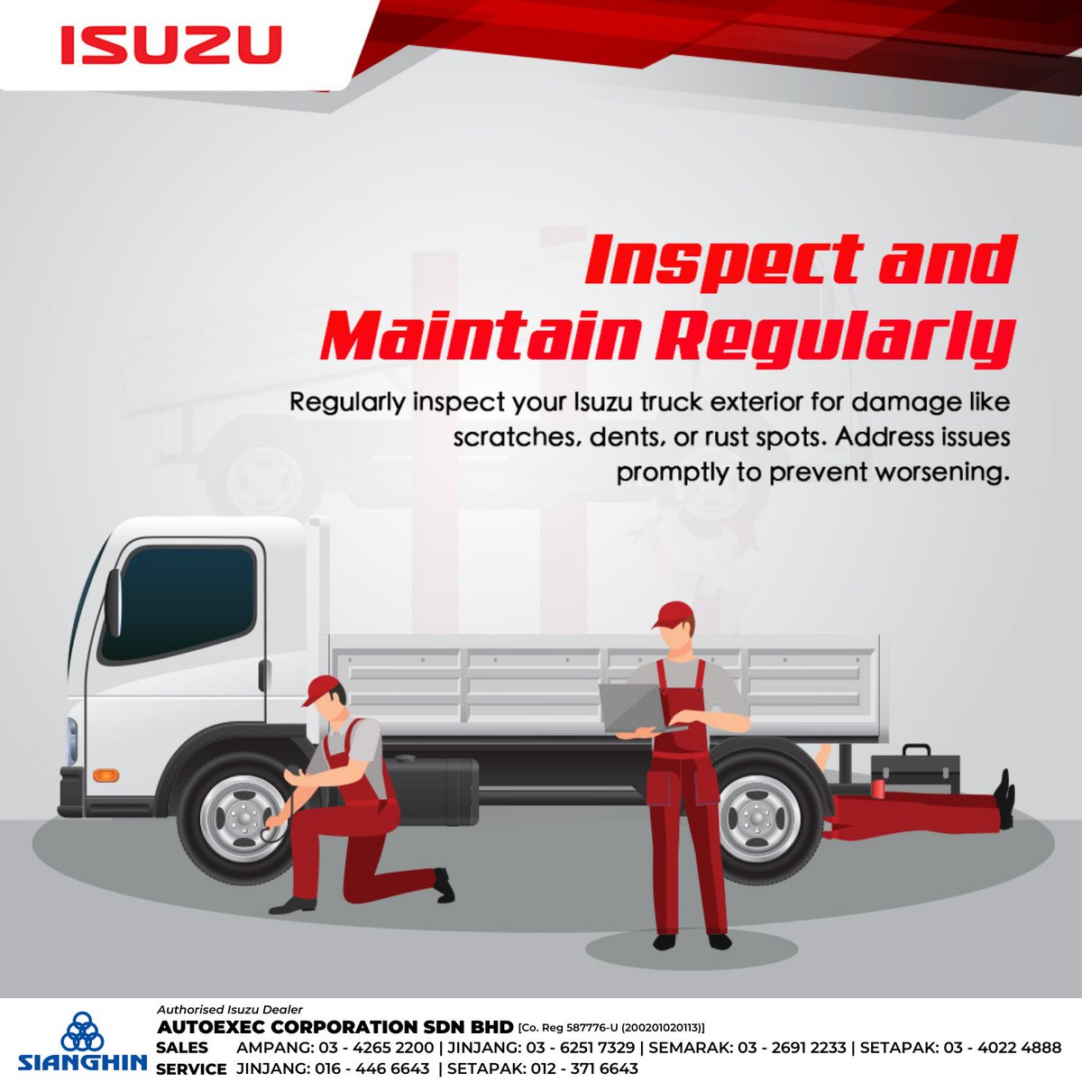 sianghin's tweet image. Keep your #IsuzuTrucks looking its best with regular cleaning to prevent scratches, dents, and rust spots. Visit our service center today &amp;amp; discover the best care for your Isuzu Truck.

#Sianghin #Autoexec #IsuzuAmpang #IsuzuJinjang #IsuzuSemarak #IsuzuSetapak #IsuzuTruckMalaysia
