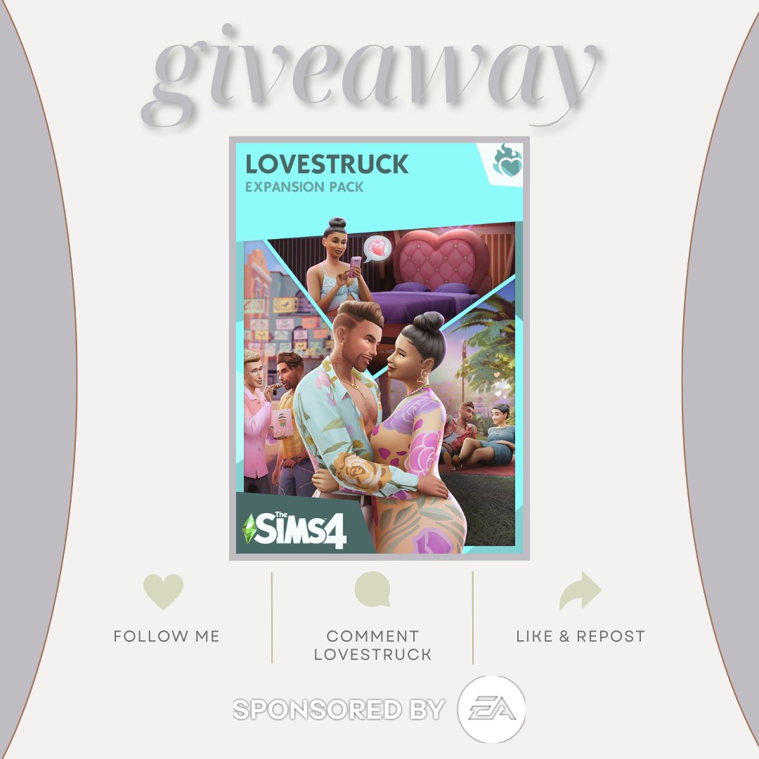 Thanks to the #EACreatorNetwork, I've got a #Sims4Lovestruck code to give it away! (PC)
#EAPartner 
Rules: 
💘Follow me <a href="/create4sims/">Create4sims • Alexandra</a> 
💘Comment " Lovestruck" 
💘Like &amp; Retweet  

ENDING on 25th of JULY , 19 PM CET!  #TheSims4 #TheSims