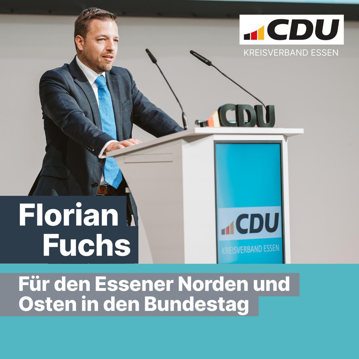 CDU_Essen's tweet photo. Florian Fuchs geht als unser Bundestagskandidat für den Essener Norden, Osten und die Innenstadt ins Rennen. Er wurde bei der Vertreterversammlung einstimmig aufgestellt. Der 38-jährige Rechtsanwalt ist direkt gewählter Ratsherr für Schonnebeck und Katernberg 1/2 https://t.co/5MbsxAmdWP
