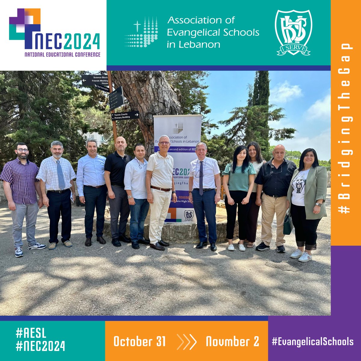 AESL announces the Second National Educational Conference (#NEC2024) in Partnership with Brummana High School (BHS).

رابطة المدارس الإنجيلية في لبنان تعلن عن المؤتمر التربوي الوطني الثاني بالشراكة مع مدرسة برمانا العالية. 

For more info: bit.ly/AESL_NEC_2024
<a href="/NabilCosta/">Nabil Costa</a>