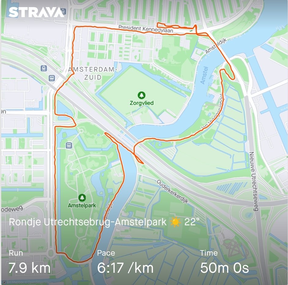 GianniNL's tweet photo. 🏃🏻‍♂️📈 Week 26: 33,9km in 4 (!) rondjes: 3x Utrechtsebrug-Amstelpark 🌳 (7,9km op dinsdag, 7,8km op woensdag 🌡️ en 8,1km op vrijdag) en vandaag de #Vechtloop (10km) in het mooie @Weesp 🏅✅💚 https://t.co/udQsKQmO1U